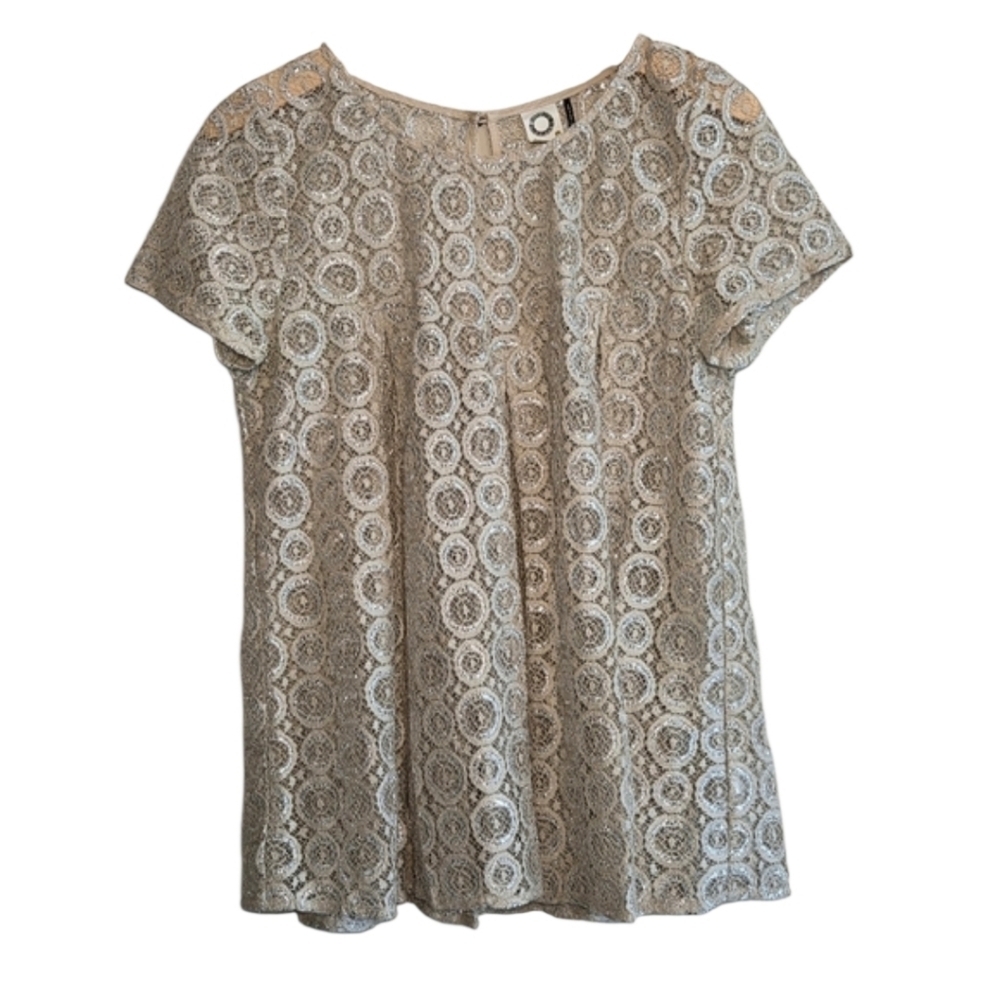 Anthropologie Akemi & Kim Lyra Metallic Lace Blouse Sz M